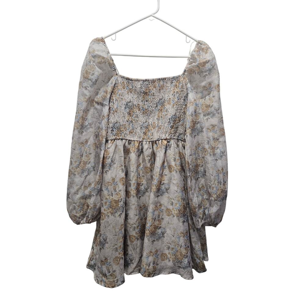 Altar’d State Smocked Floral Mini Dress Puff Sleeve Cottagecore NWT L